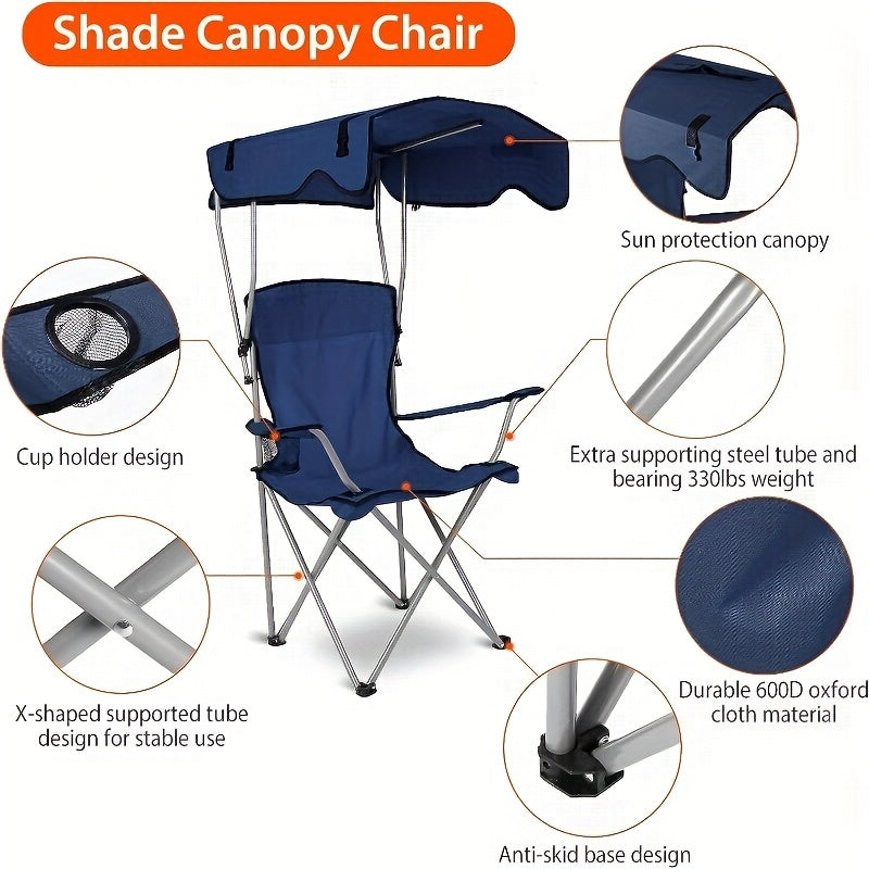 Outdoor Folding Chair Shade with Steel Frame Seat