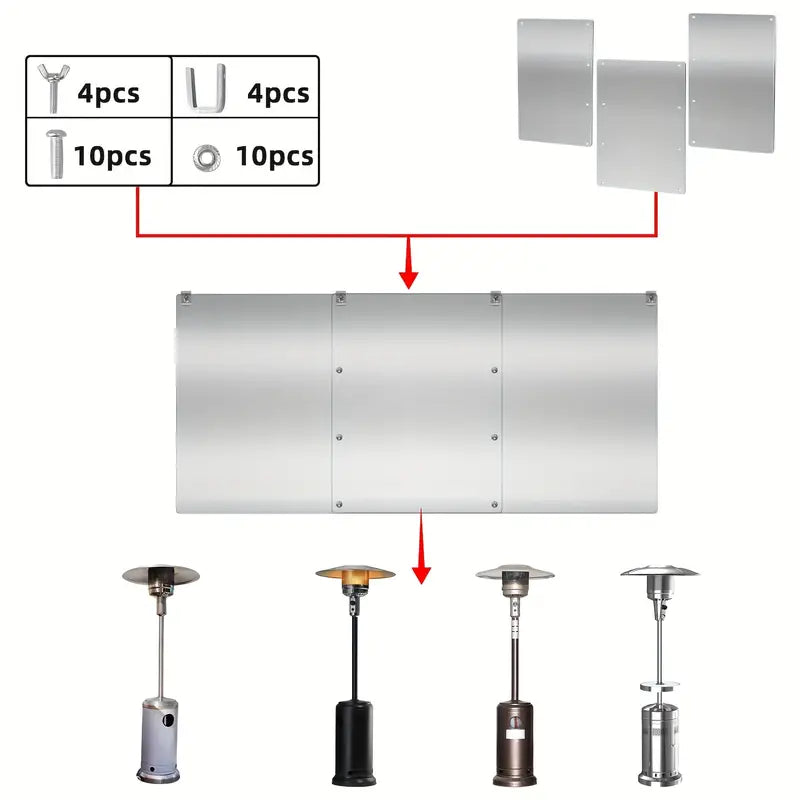 3 Panels Patio Heater Reflector Shield - Enhance Your Outdoor Heating Experience