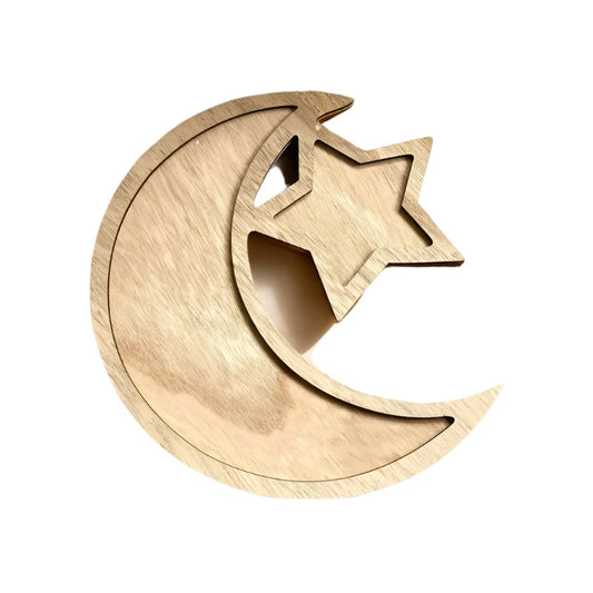 Wooden Ramadan Tray for Dining Table Decoration