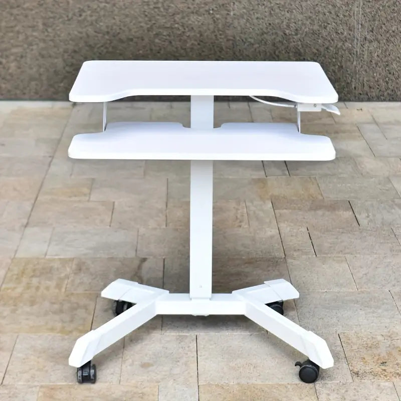 Height Adjustable Mobile Standing Desk with Keyboard Tray