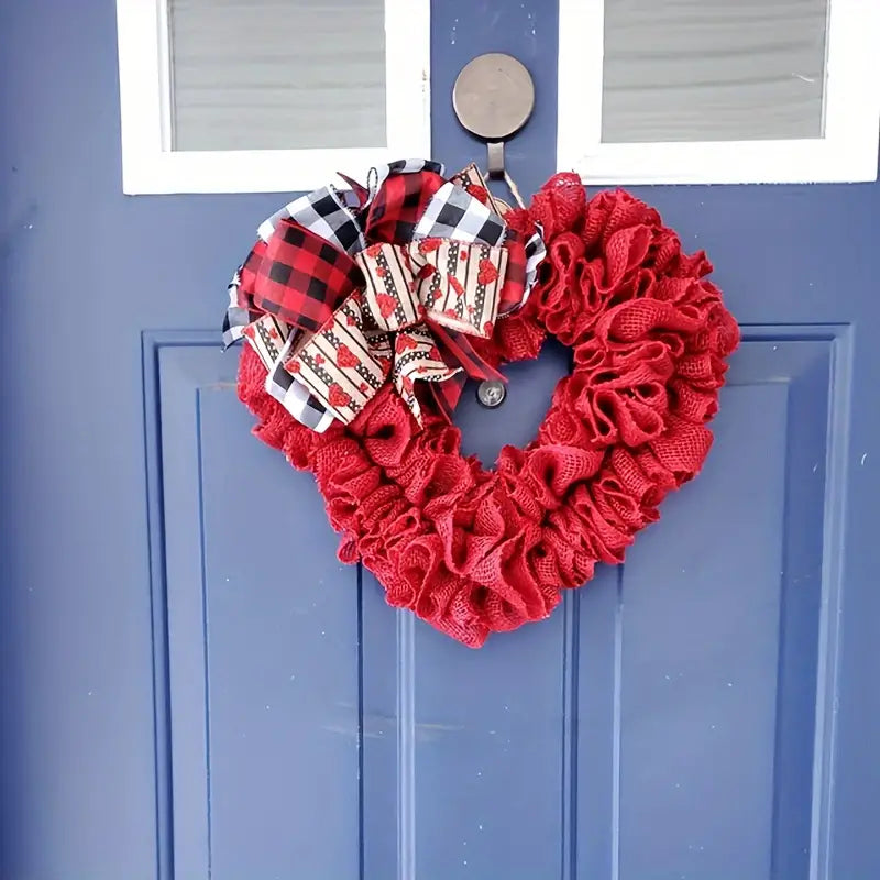 Valentine's Day Wrinkled Hemp Rope Heart-shaped Wreath