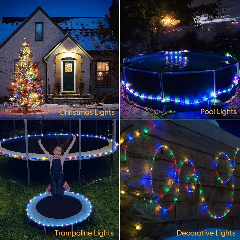 Outdoor Solar Rope Lights - 21.95m 200 LED String Lights with Remote