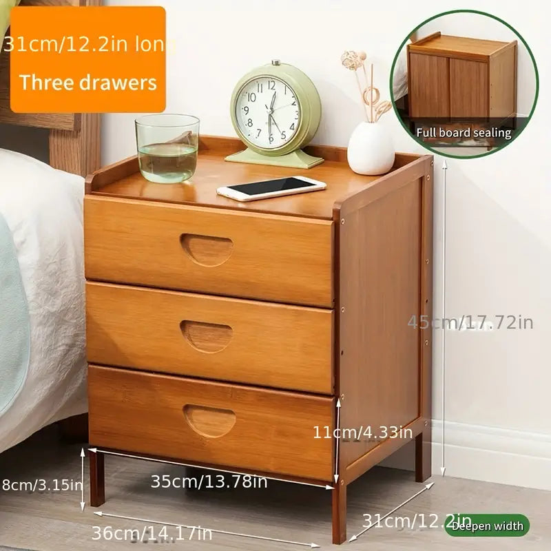 Bedside Table With Storage - Tawny Three Drawers