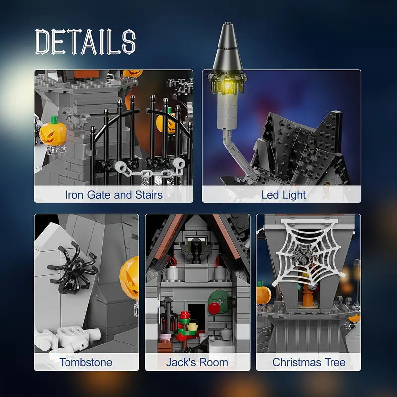 Halloween Haunted House Building Kit with LED Ligh t- 1000pcs