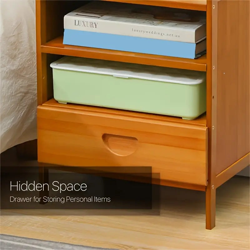 Bedside Table Rectangular Shape - Tan Color
