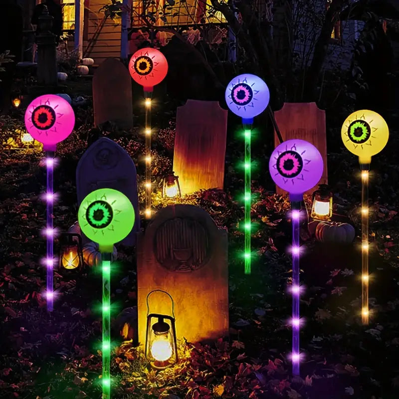 6-Pack Color Changing Solar Lights – Horror Eyeball Stake Lights