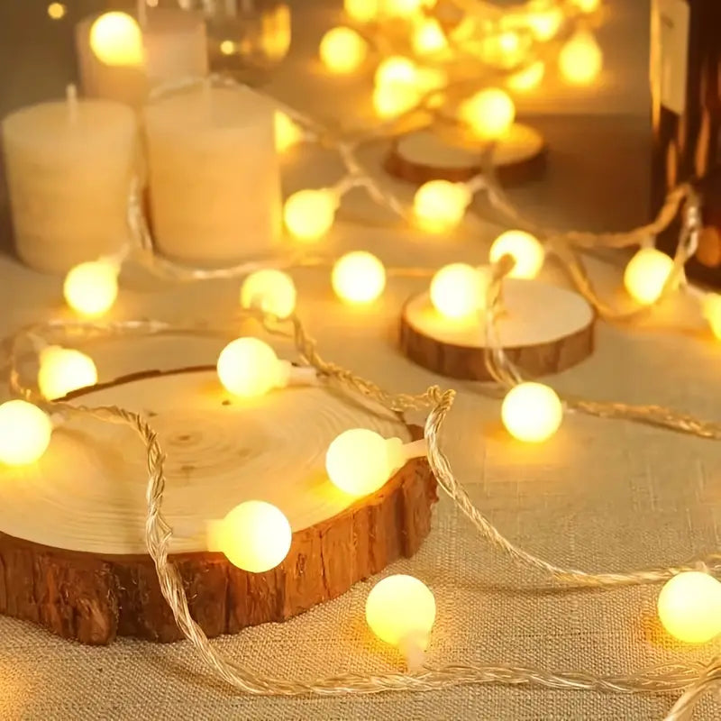 6m LED Ball Garland Fairy String Lights for Festive Decorations - Battery-Powered