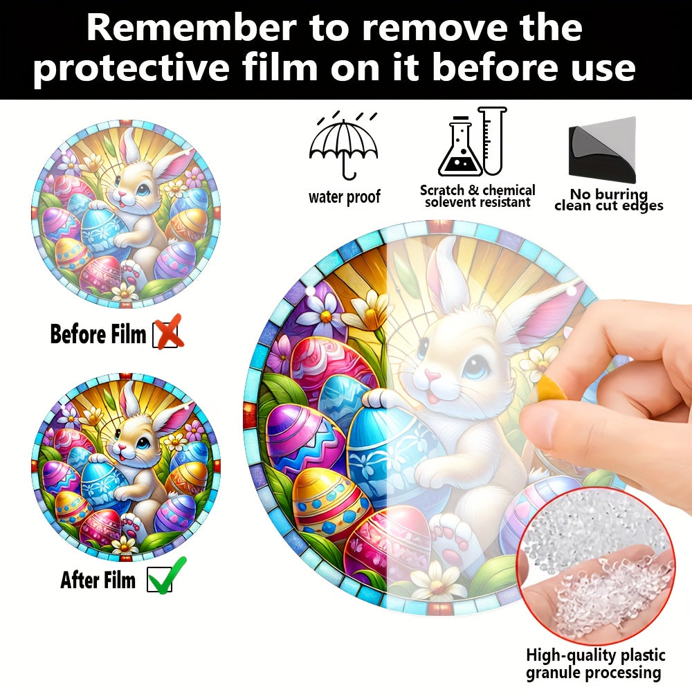 Easter Bunny Suncatcher Round Acrylic Hanging Sign