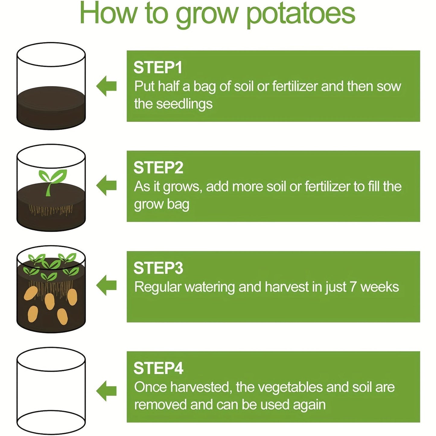 Large Potato Grow Bag with Handles Green