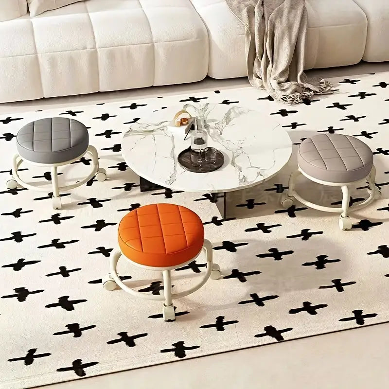 Step Up Your Decor Game with a Trendy Round Rolling Stool