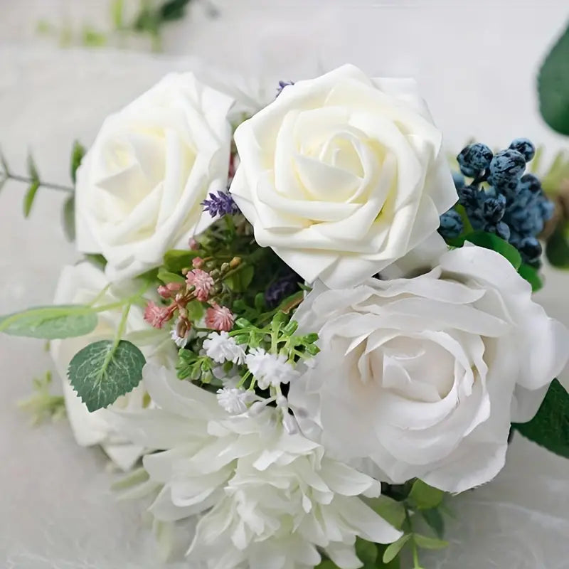 25-Piece Real Touch Ivory Roses: Artificial Flowers for Timeless Elegance