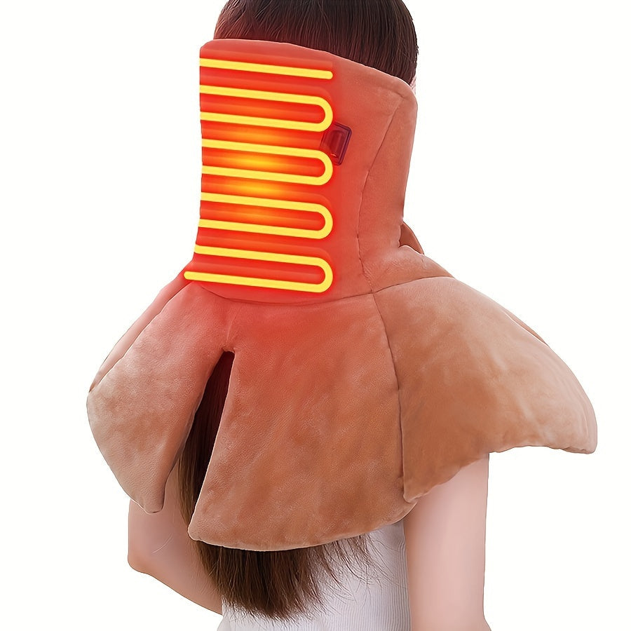 USB Heated Neck Massage Pad with 3-Level Temperature Control(Brown)