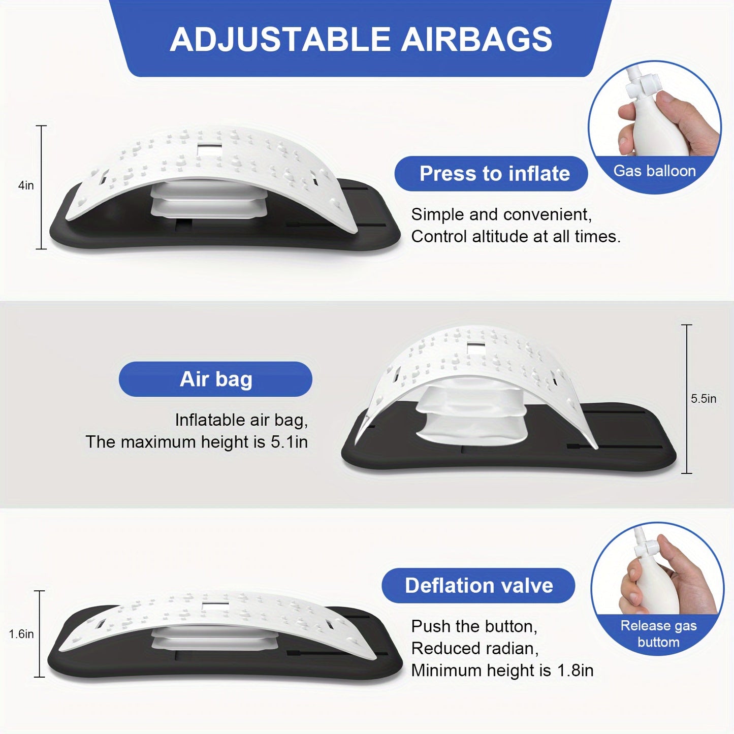 Back Stretcher & Massager - Relieve Sciatica & Fibromyalgia Pain(White)