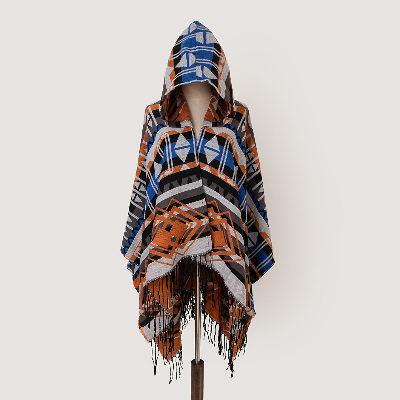 Women's Vintage Hooded Plaid Shawl Blanket Scarf
