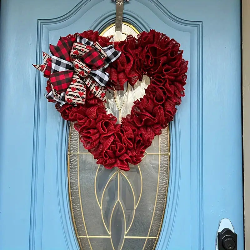 Valentine's Day Wrinkled Hemp Rope Heart-shaped Wreath