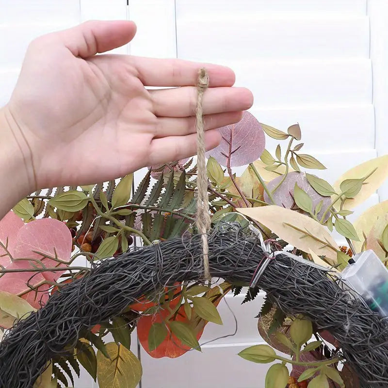 Autumn Glow: LED Light Wreath with Artificial Foliage