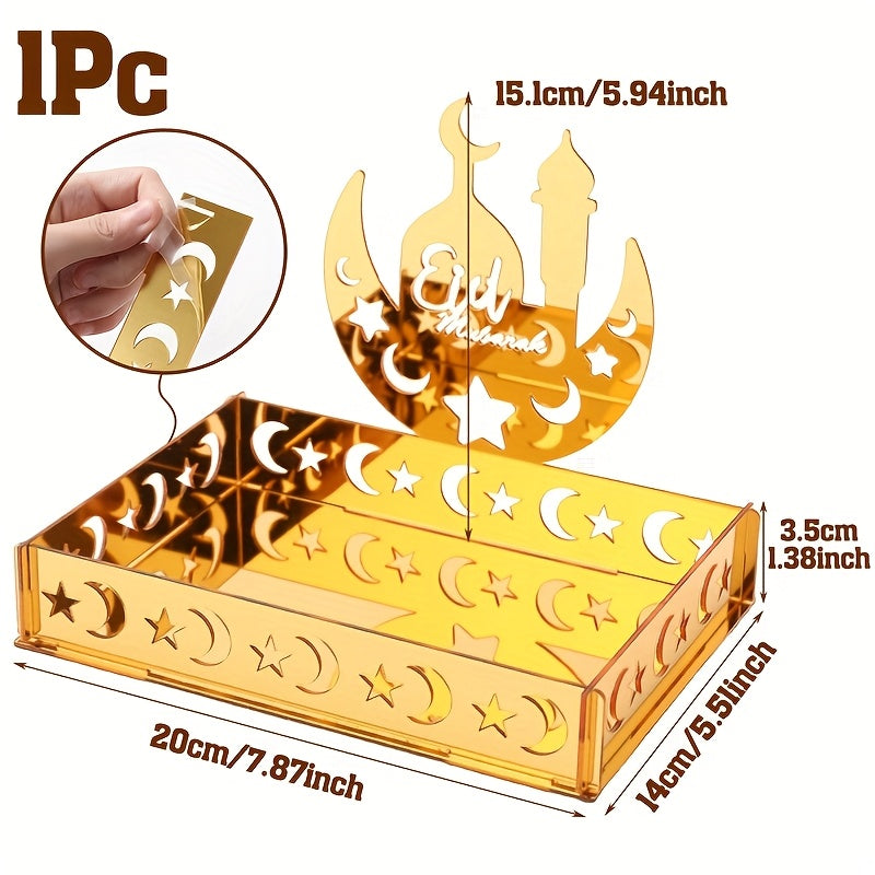 Golden Acrylic Eid Moon Star Dessert Tray