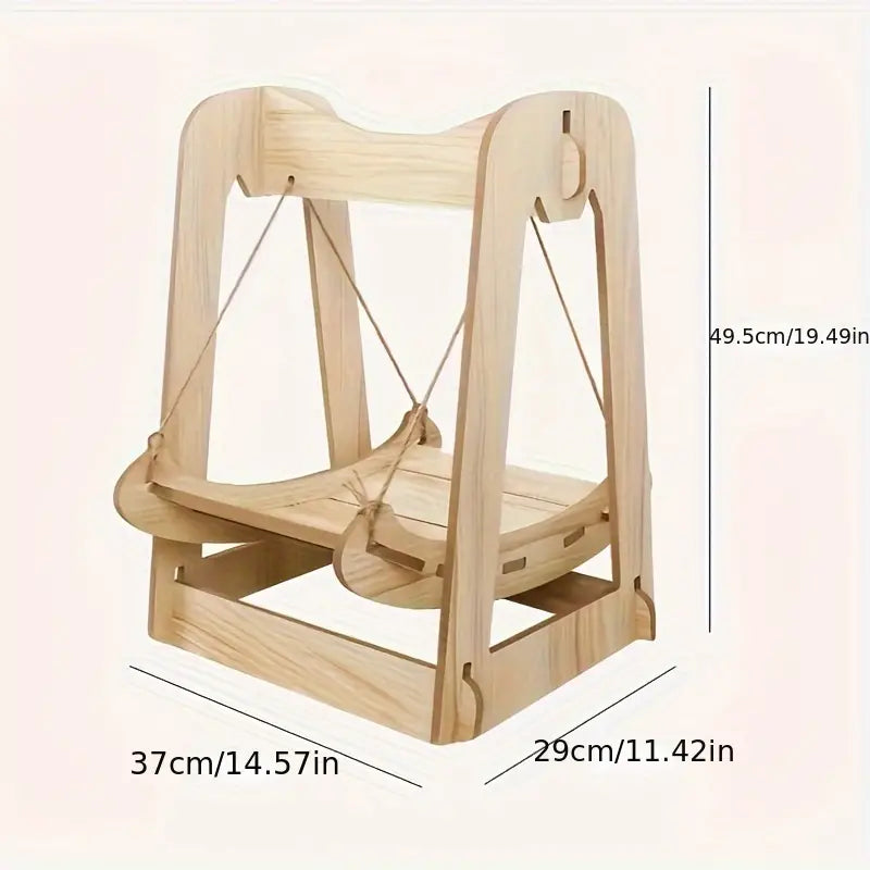 Wooden Rocking Bed Cat Furniture - Double Layer Cat Hammock