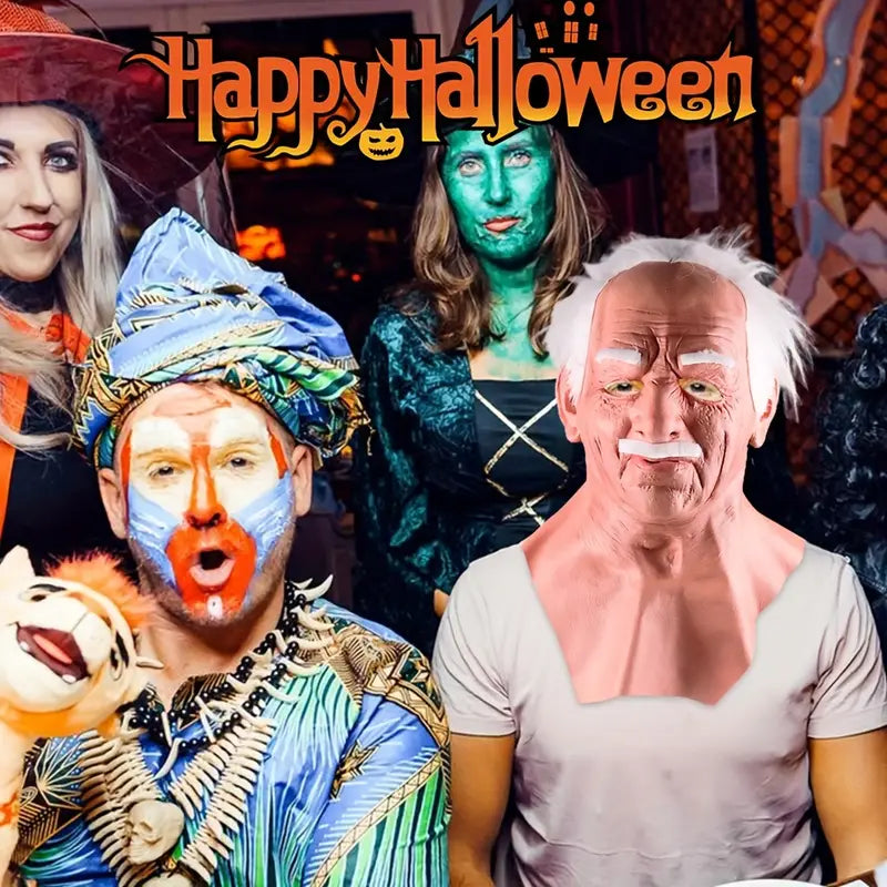 Latex Old Man Face Cover - Elder Headgear