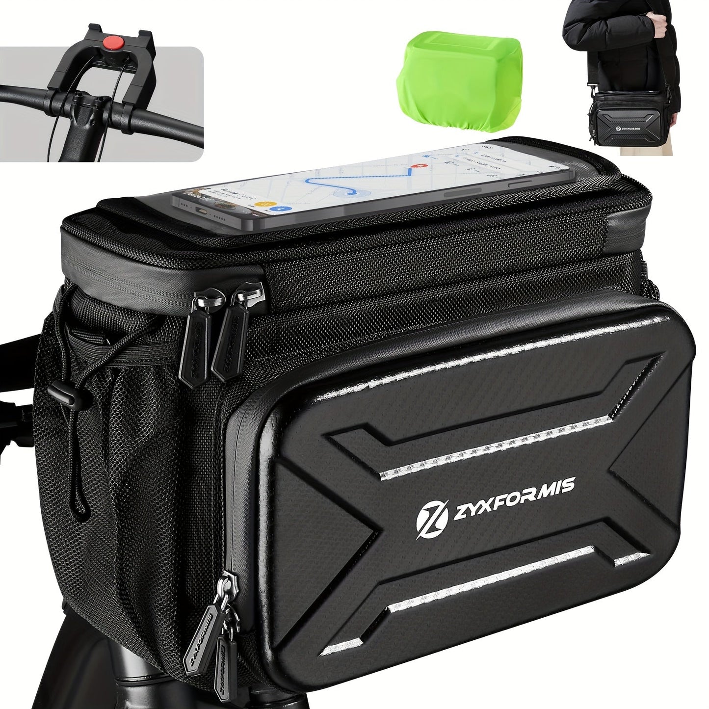 Bicycle Handlebar Bag with Phone Case Mount