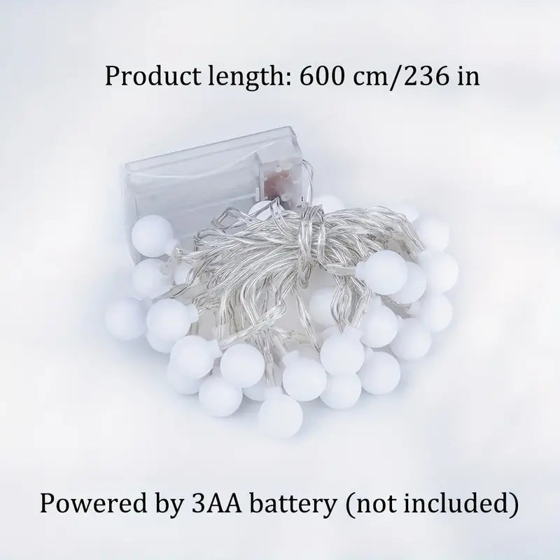 6m LED Ball Garland Fairy String Lights for Festive Decorations - Battery-Powered