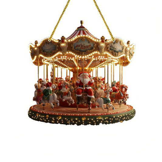 Santa Claus Carousel Acrylic Sun Catcher –  Hanging Decor