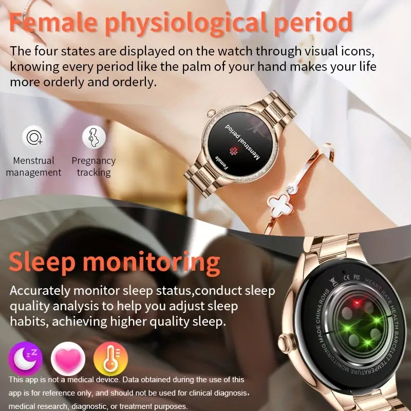 Golden Wireless Call Smart Watch for Women - Multi-Sports Modes & Voice Assistant