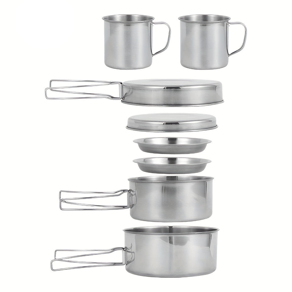 Camping Cookware Stainless Steel Set Outdoor (8pcs)