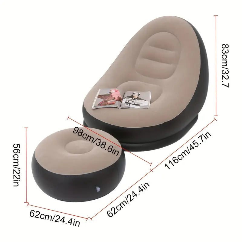 Lazy Inflatable Sofa Bed with Ottoman
