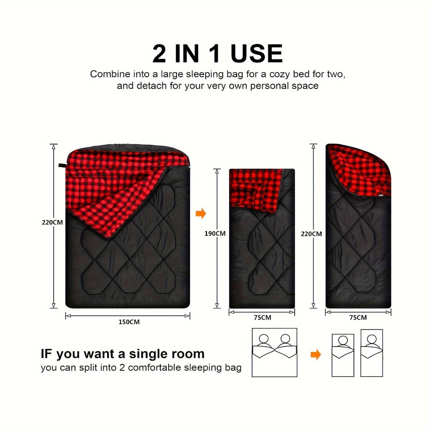 Double Sleeping Bag for Camping (2-Person)