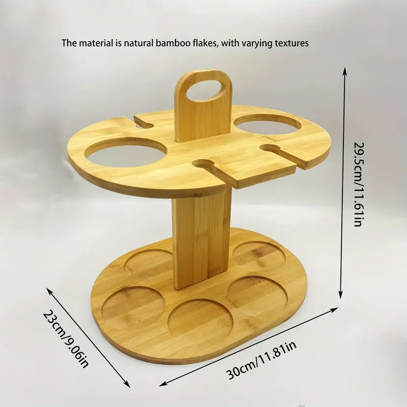 Elegance Elevated: Wooden Tabletop Wine Rack with High-Legged Cup Inverted Cup Design