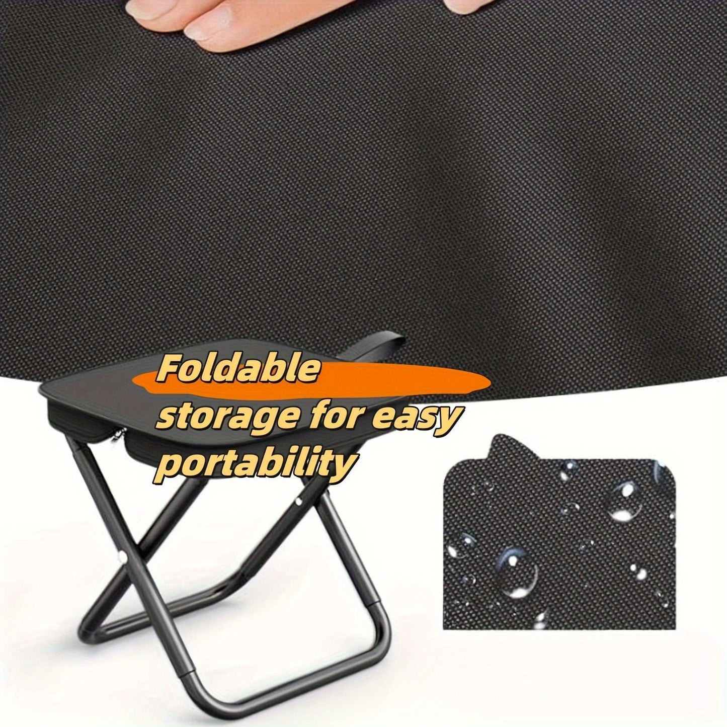Black Portable Folding Camping Chair and Stool