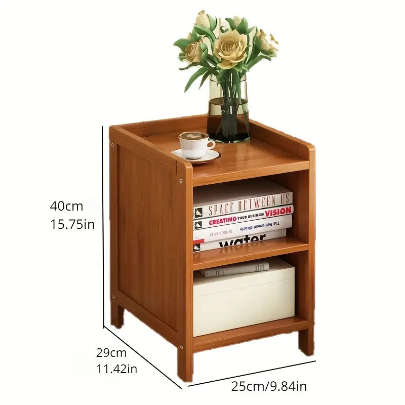 Bamboo  Bedside Table with Open Shelves - Tawny