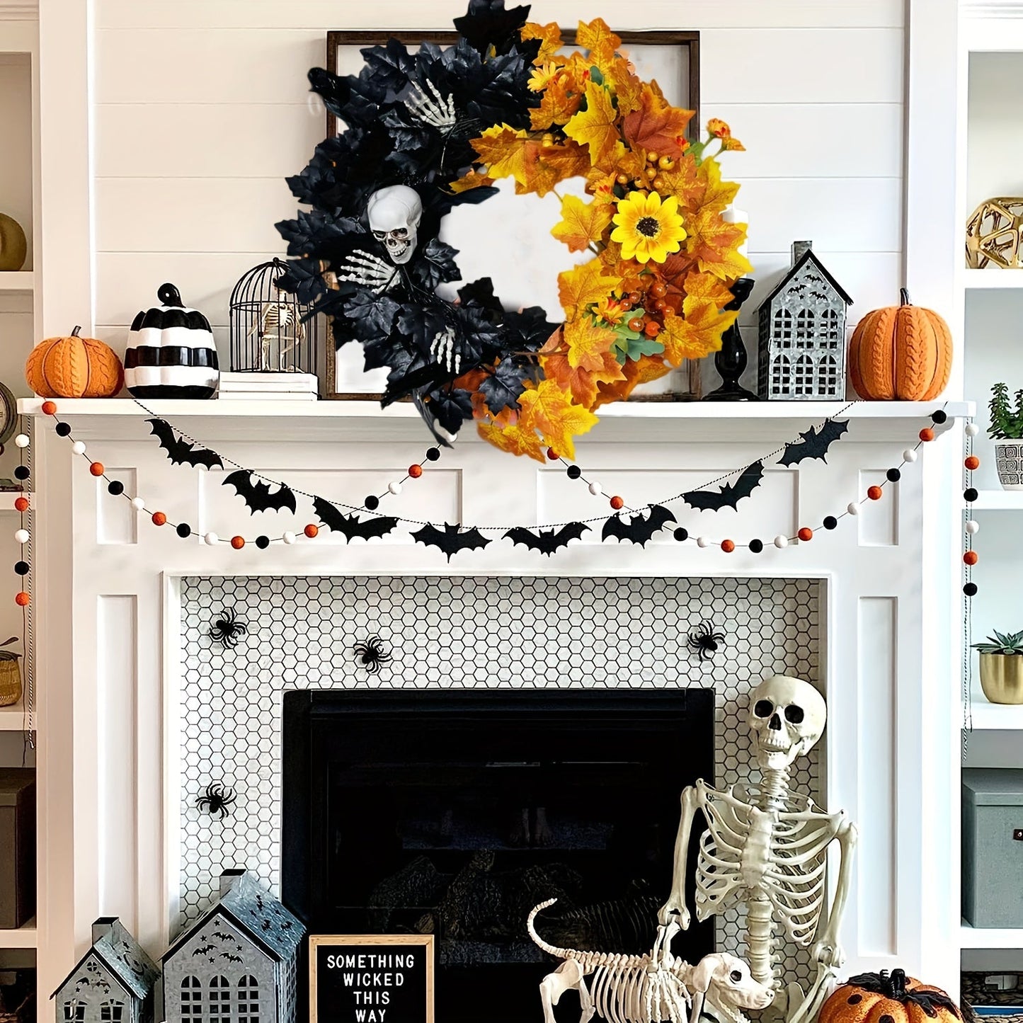 Skull Halloween Wreath Door Decor