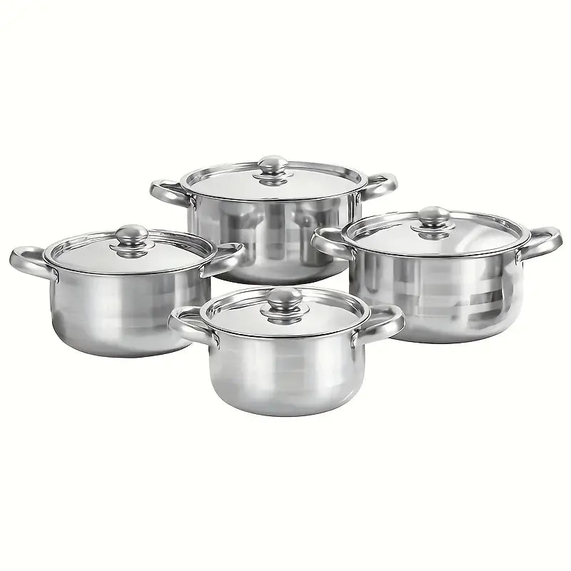 Premium 8-Piece Stainless Steel Pot Set - Heavy-Duty