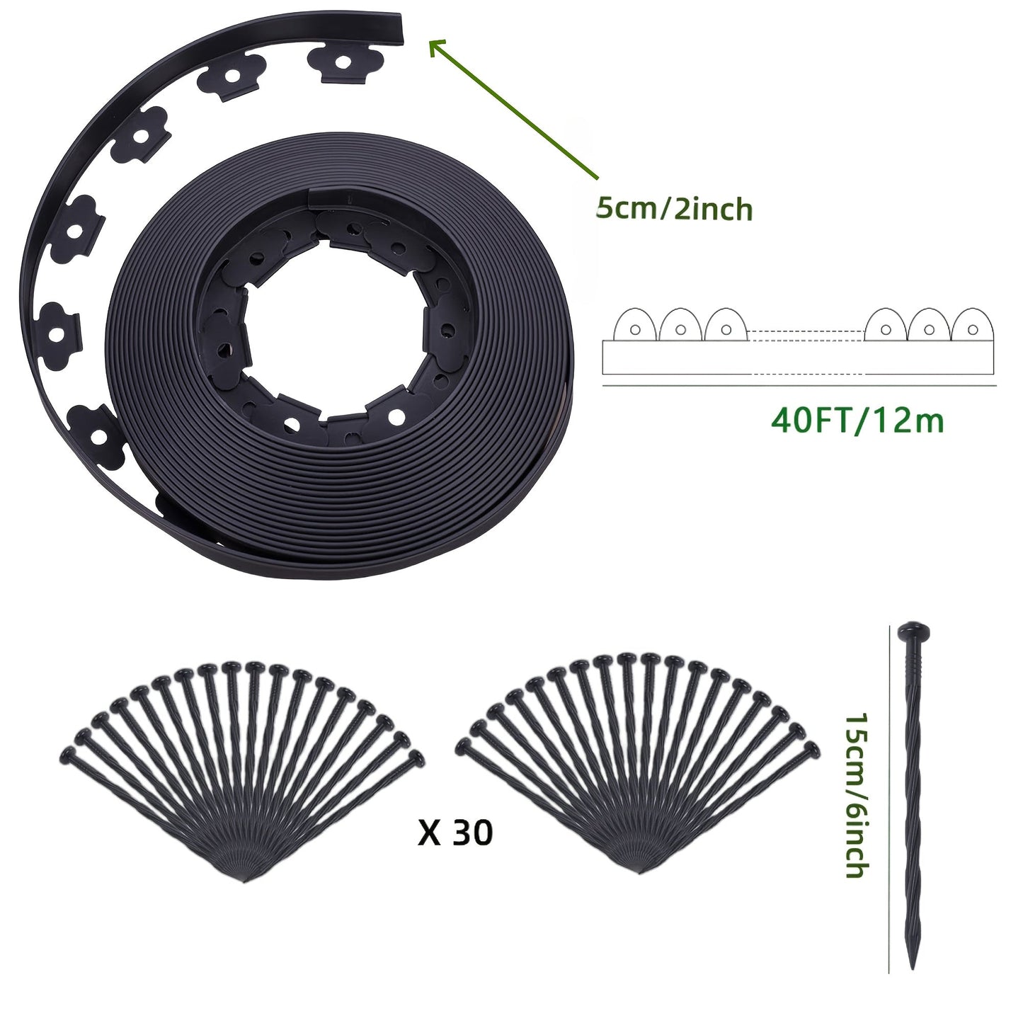 Garden Edging Kit with Nails Black