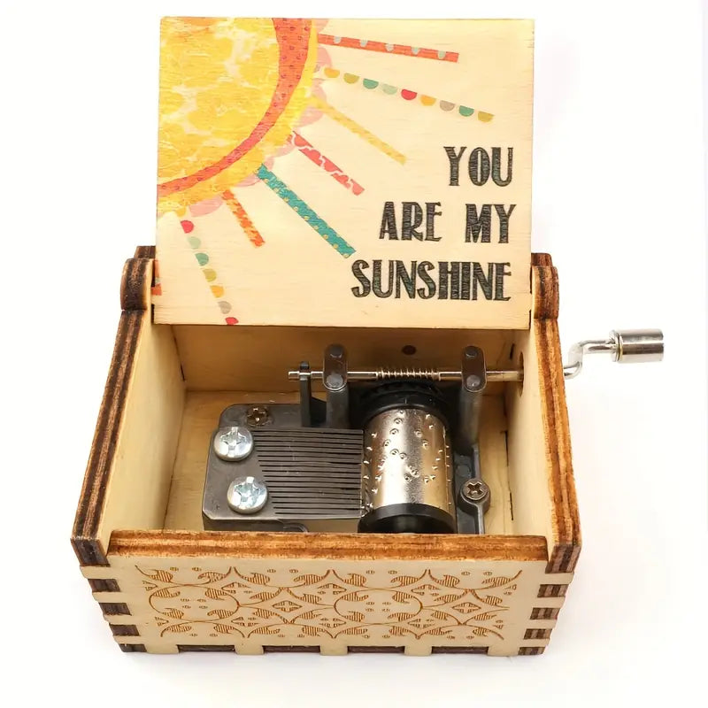 Vintage Hand-Crank Music Box - 'You Are My Sunshine' Tune