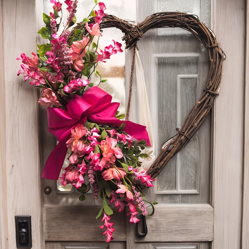 Heart-Shaped Floral Wreath Door Hanging