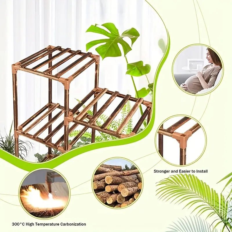 Multi-layer Wooden Plant Stand - 12 Tier Flower Pot Holder Rack