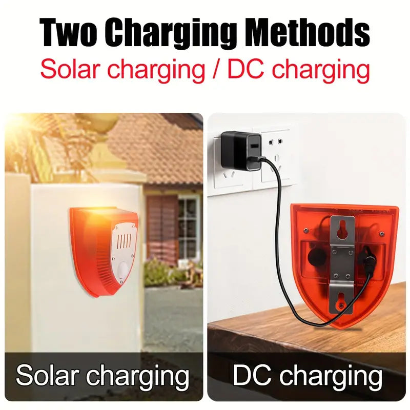 Solar-Powered Security Alarm Light with 129dB Gunshot and Dog Barking Sounds