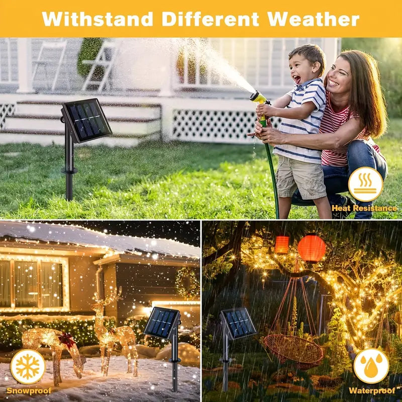 Radiant Nights: 4-Piece Waterproof Solar Light String Set for Outdoor Use