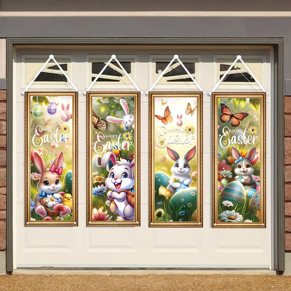 4pcs Easter Decorative Flags Set for Yard and Porch