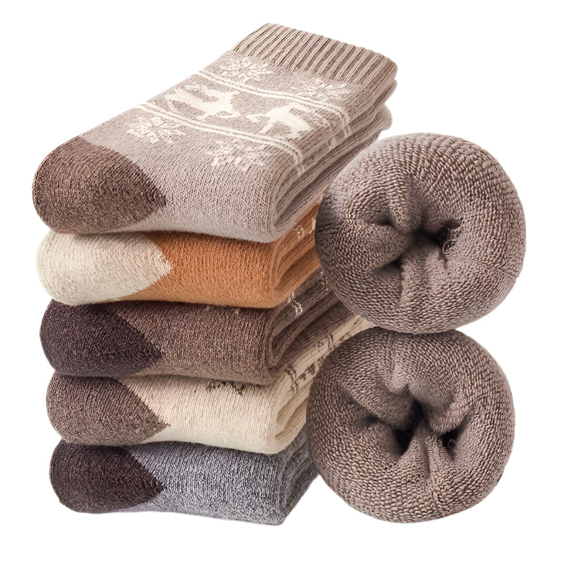 Women's Thermal Wool Christmas Socks (5 Pairs)