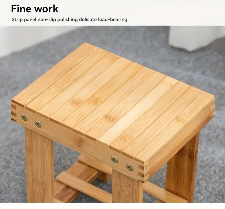 Bamboo Children's Small Stool - Square Shape, 25cm High