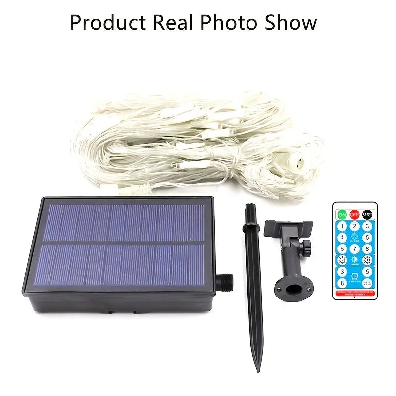 Radiant Nightfall: 192 LED Solar Lights on Transparent Wire