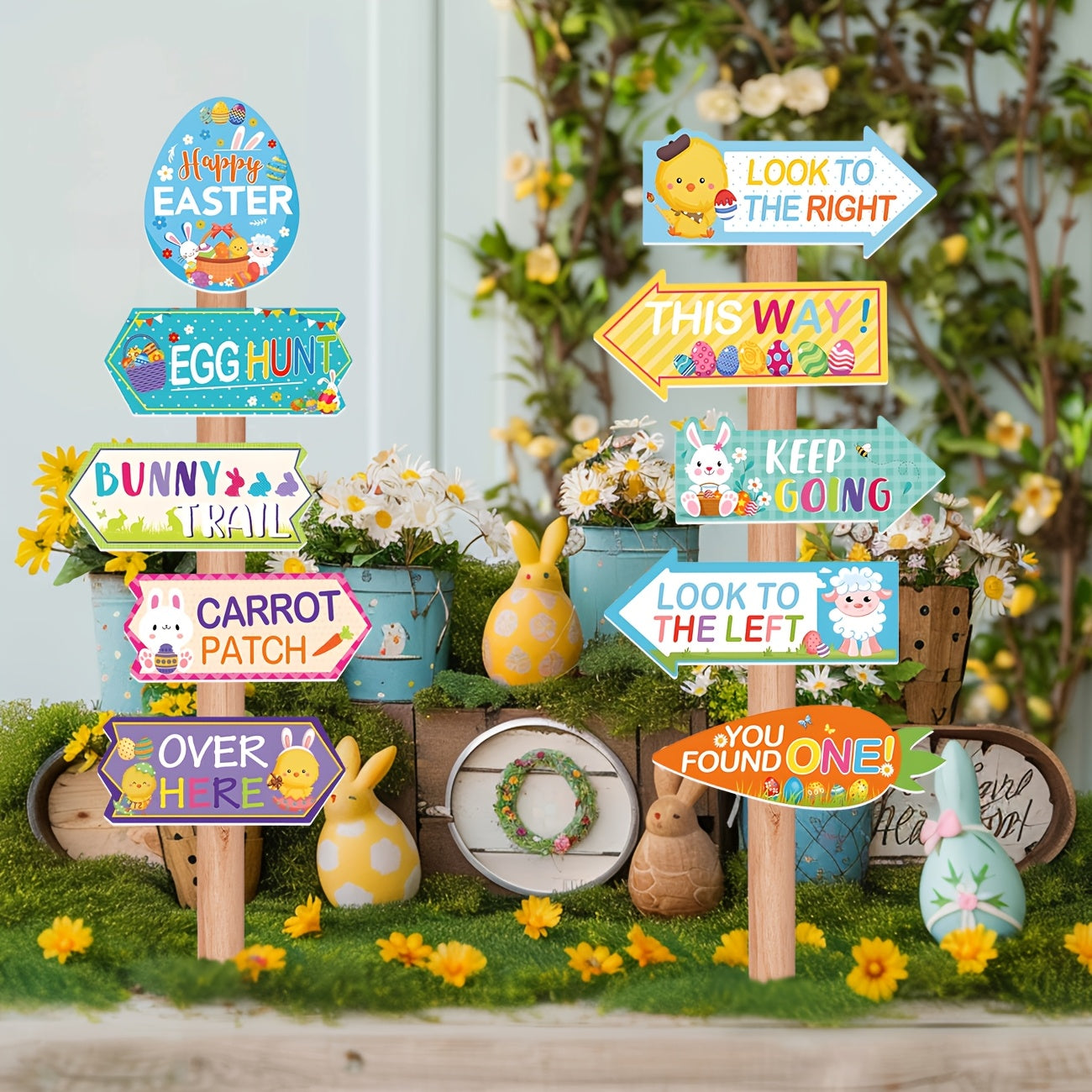 Easter Egg Hunt Bunny Chick Yard Signs Set