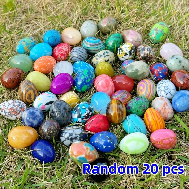 20pcs Natural Polished Stone Chakra Egg Crystal Set