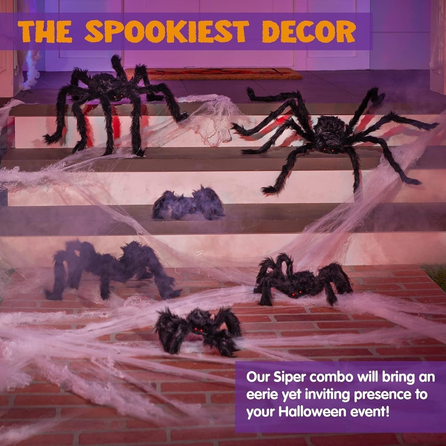 Giant Spider Halloween Decoration Set (6pcs)