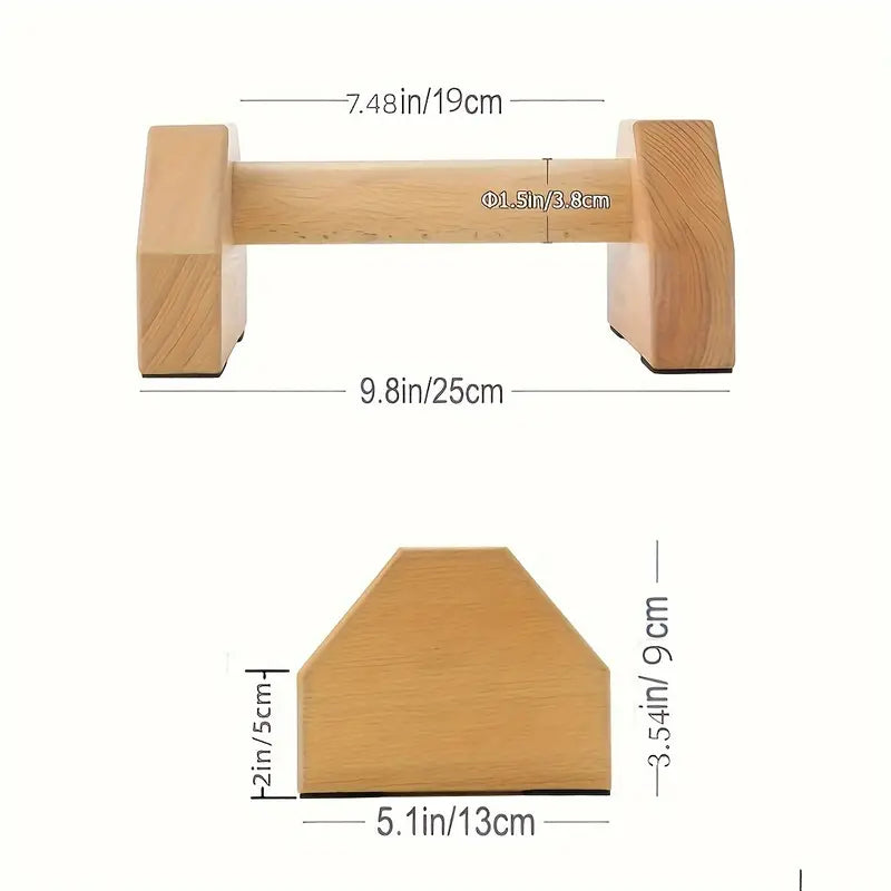 Wooden Push-Up Support Handles - Non-Slip Pad Included