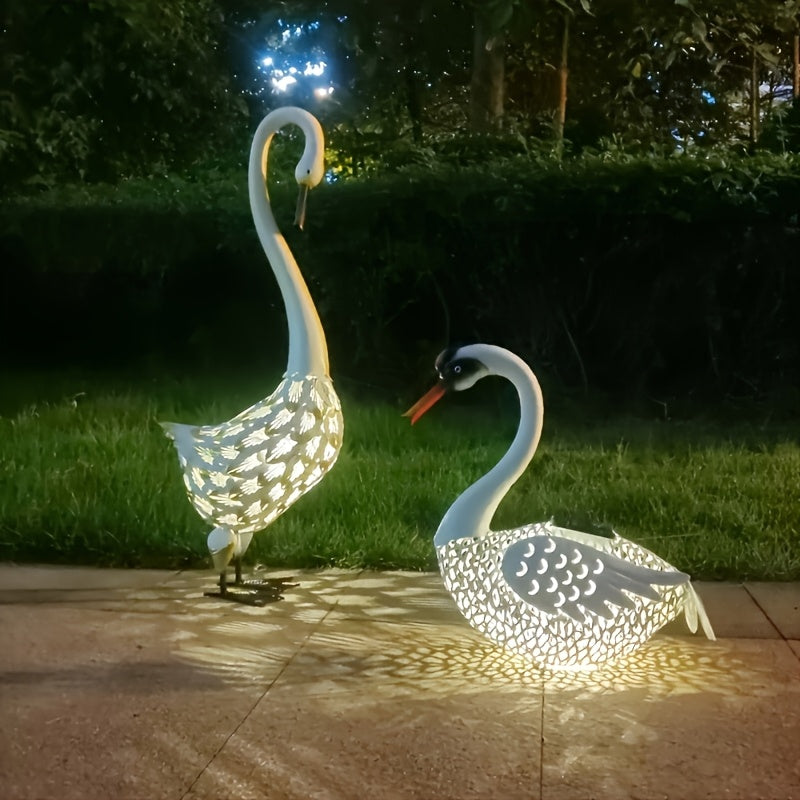 Solar Swan Garden Statue Outdoor